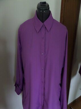 Duluth Trading Plus SZ 2X LS Blouse in purple with snaps
